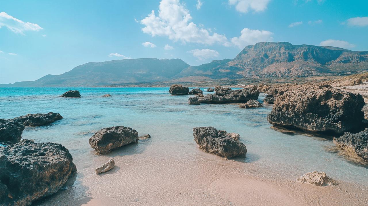 Explorer Elafonisi, une plage sable rose en Crete pendant la basse saison